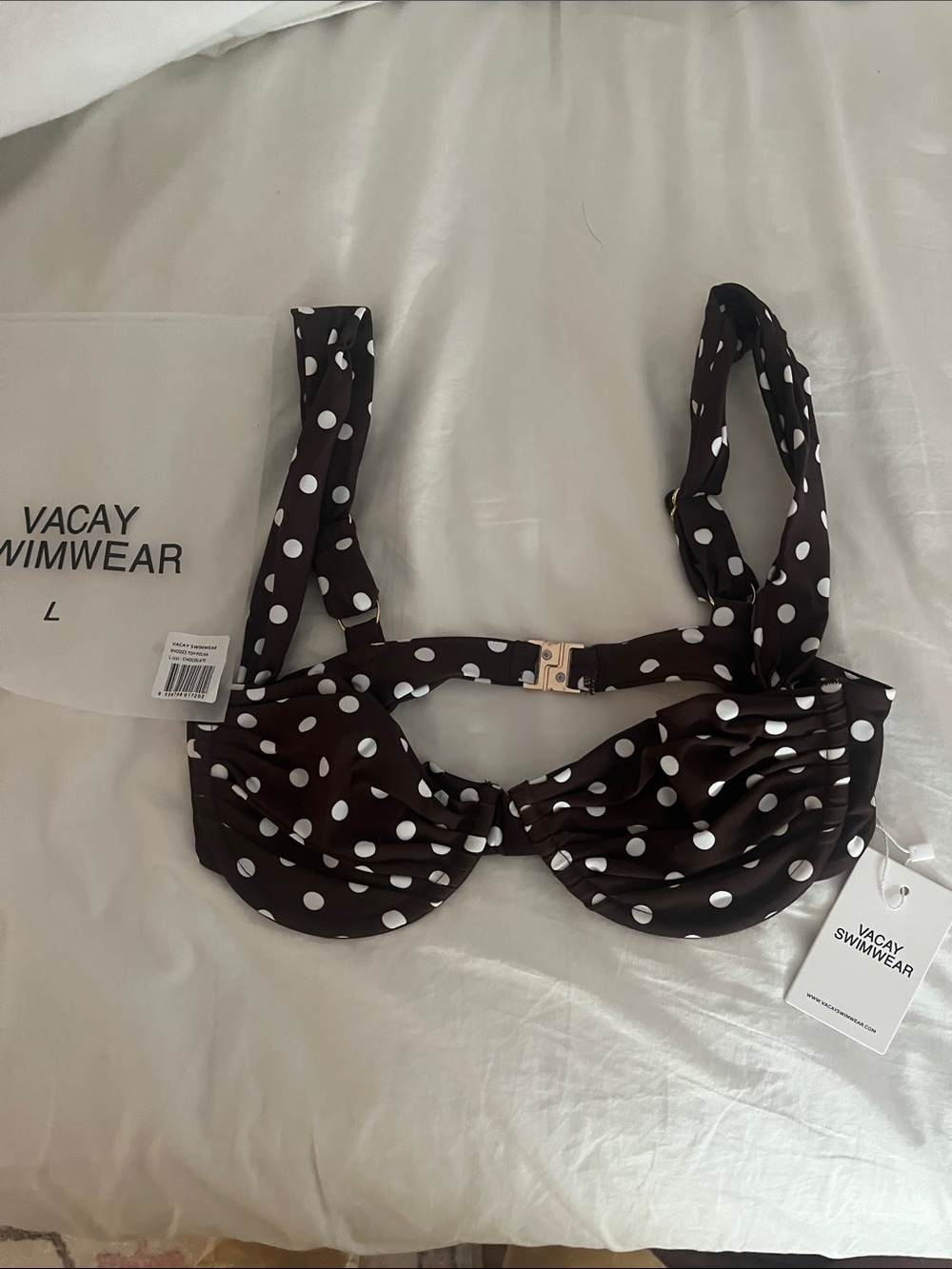 Vacay Swimwear Brown Polka Dot Underwire Bikini Top